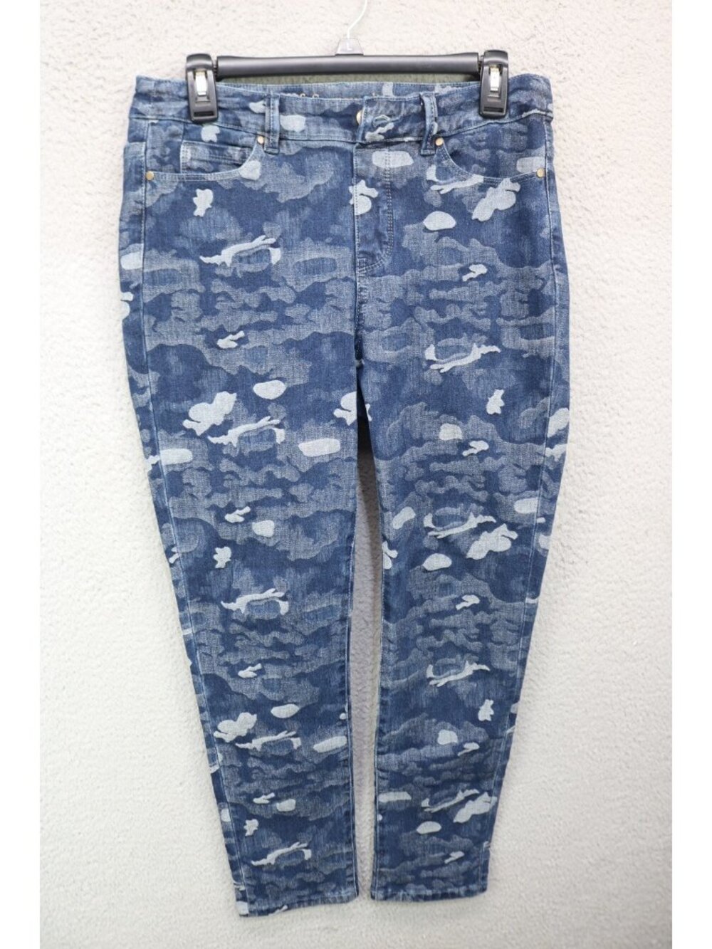 Soft Surroundings Blue Camo Stretch Denim Jeans-Size PS-Straight Leg